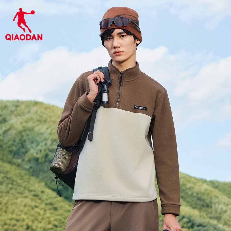 乔丹抓绒衣半拉链男士2025冬季新款保暖舒适卫衣摇粒绒套头衫上衣 84元