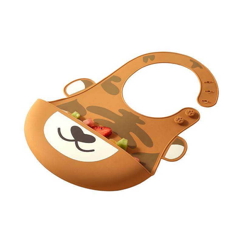 嫚熙围兜婴儿辅食防水饭兜儿童围嘴3D防脏食饭兜宝宝吃饭硅胶围兜 16.9元