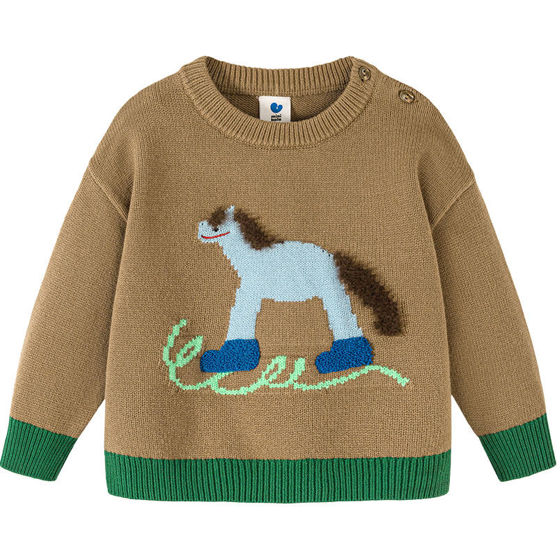 迷你巴拉巴拉男女童宝宝毛衣冬季毛衫婴儿新年红色新年针织衫内搭 99.9元