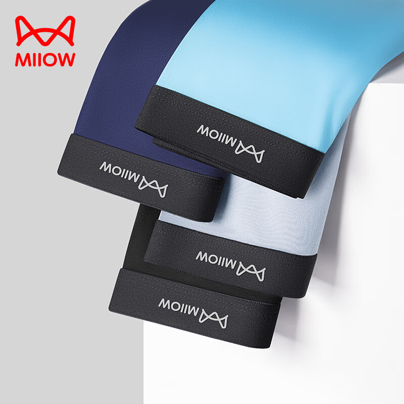 【JD旗舰店】猫人 男士莫代尔32S支全棉抗菌内裤 黑色+浅灰+宝蓝/3条装 29.9元