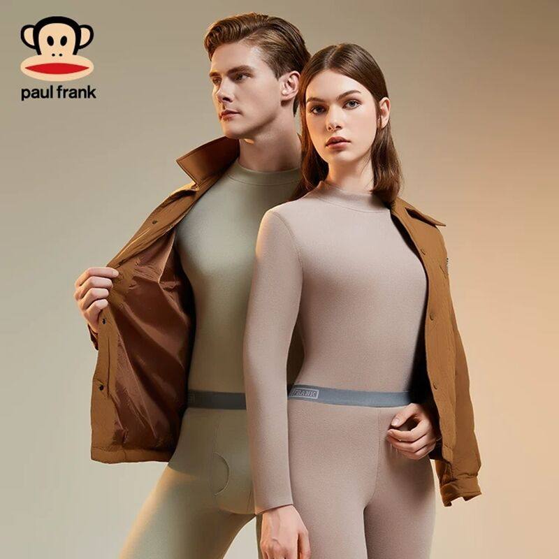 大嘴猴男士保暖内衣女士中领秋衣秋裤套装加绒加厚男款棉毛衫冬季