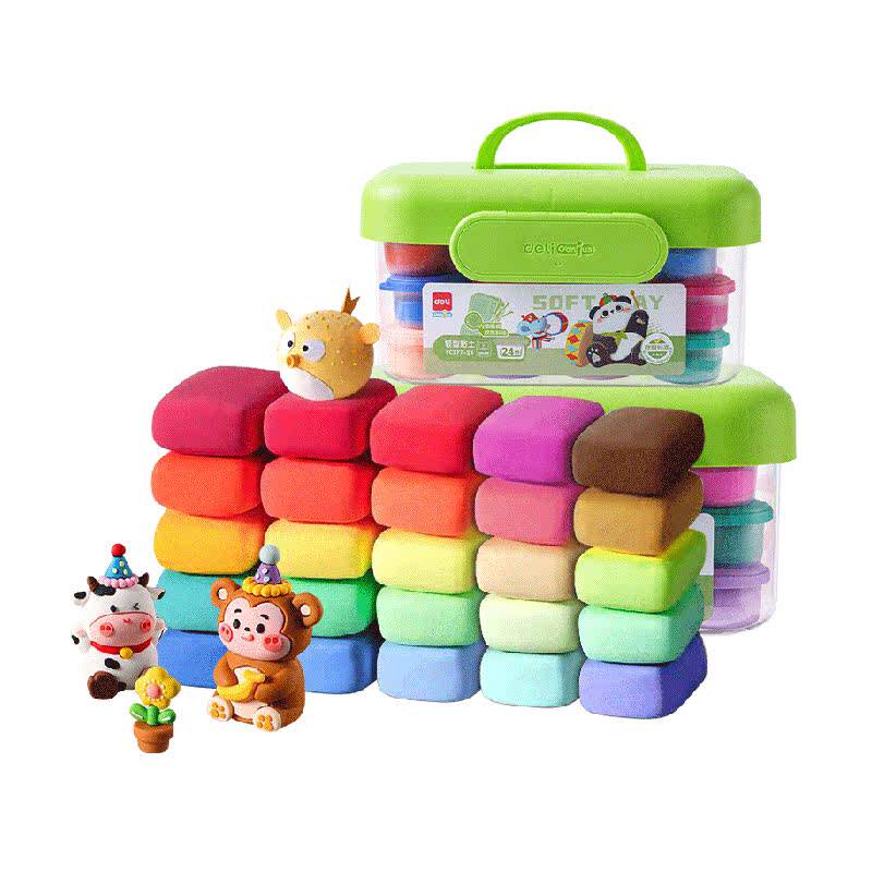 得力超轻粘土儿童无毒彩泥橡皮泥粘土幼儿园手工diy儿童玩具