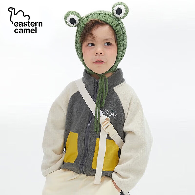 【JD旗舰店】东方骆驼 儿童摇粒绒拉链插肩袖外套