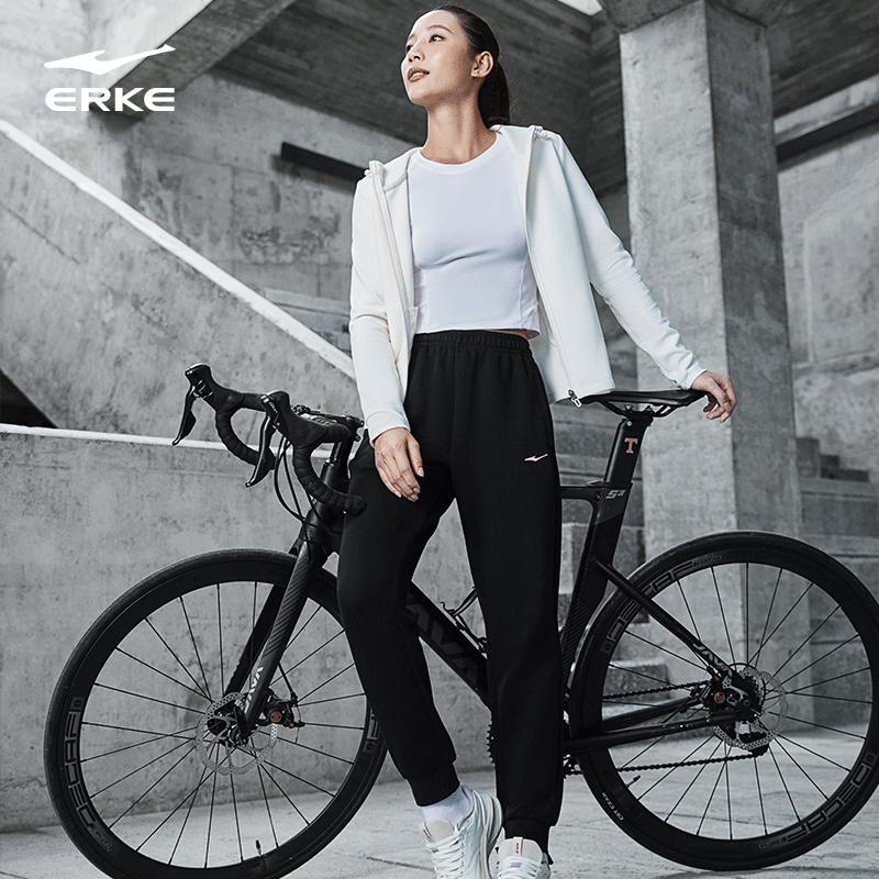 鸿星尔克加绒运动裤女冬季女士卫裤休闲裤小个子女裤加厚裤子女款