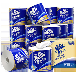 【孙颖莎推荐】维达卷纸蓝色经典有芯4层200g卫生纸巾家用实惠装