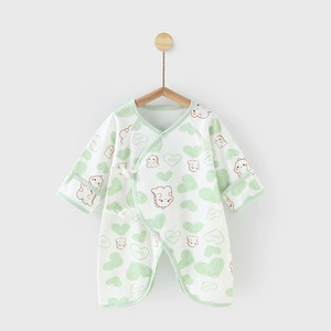 人之初0-3个月婴儿纯棉护肚秋衣连体衣宝宝月子服连体衣包臀