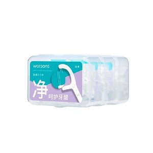屈臣氏细滑深洁双线护理牙线棒50支x3盒家庭装深度清洁牙缝