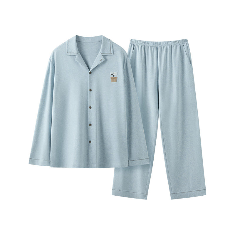 肖战同款猫人花木染家居服超柔软贴身睡觉穿冬季纯棉男女情侣睡衣 99元