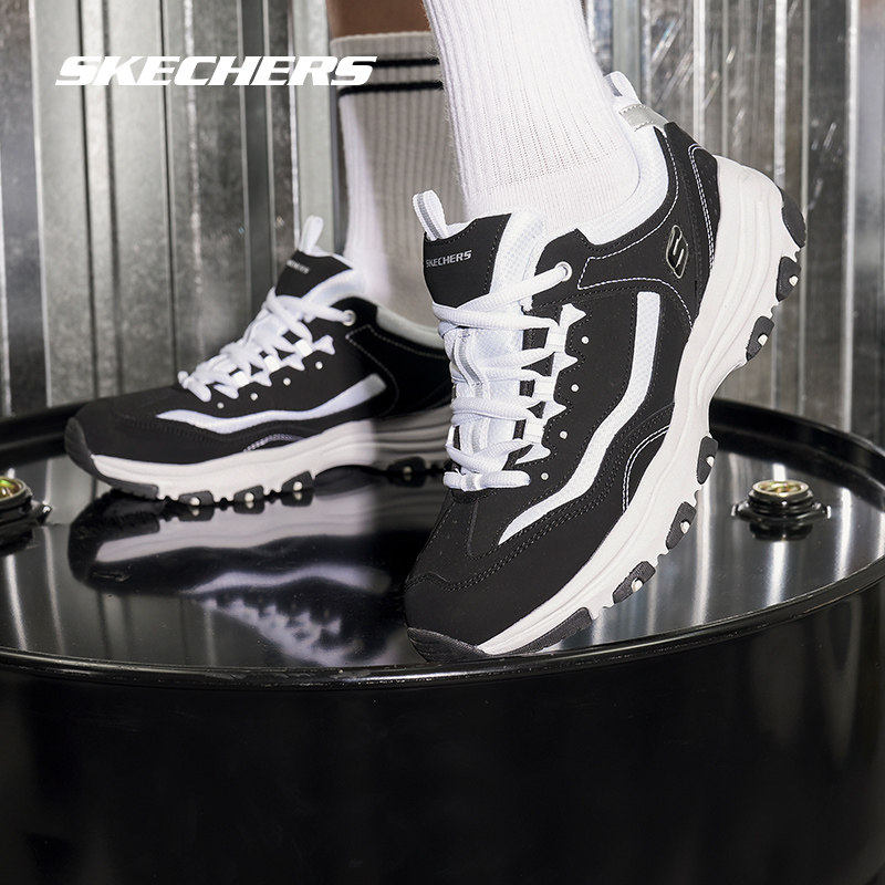 斯凯奇夏季新品男女同款经典黑白熊猫鞋厚底增高车缝线运动鞋 179.58元