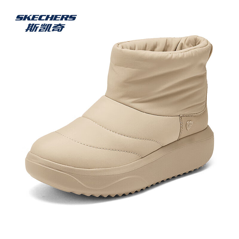 斯凯奇（Skechers）时尚厚底增高防滑加绒棉鞋中筒靴 221元