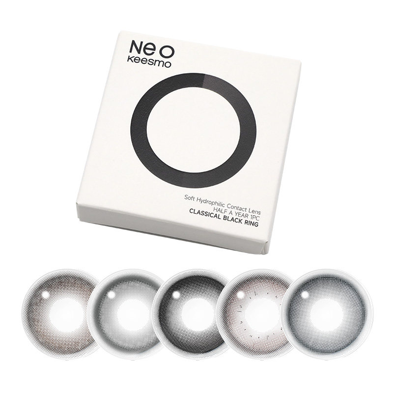 韩国NEO小黑环半年抛美瞳自然清透水光彩色隐形眼镜2片香槟金环 29元
