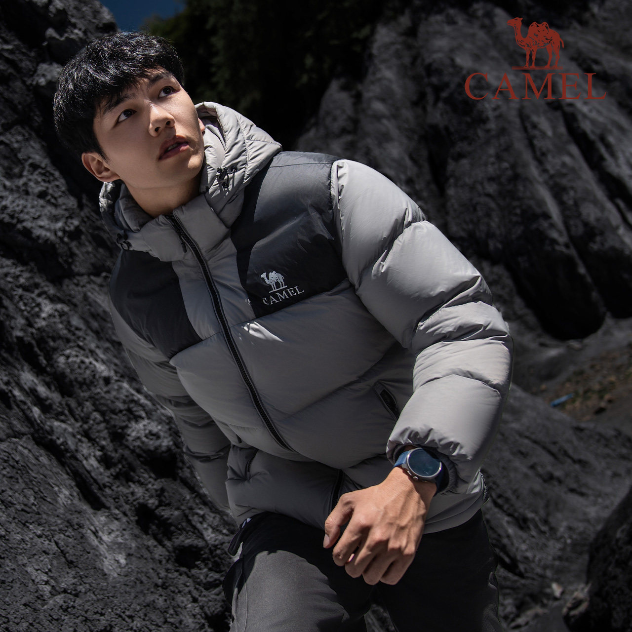 骆驼女装短款羽绒服冬季男女同款保暖加厚防风连帽面包服羽绒外套 419元