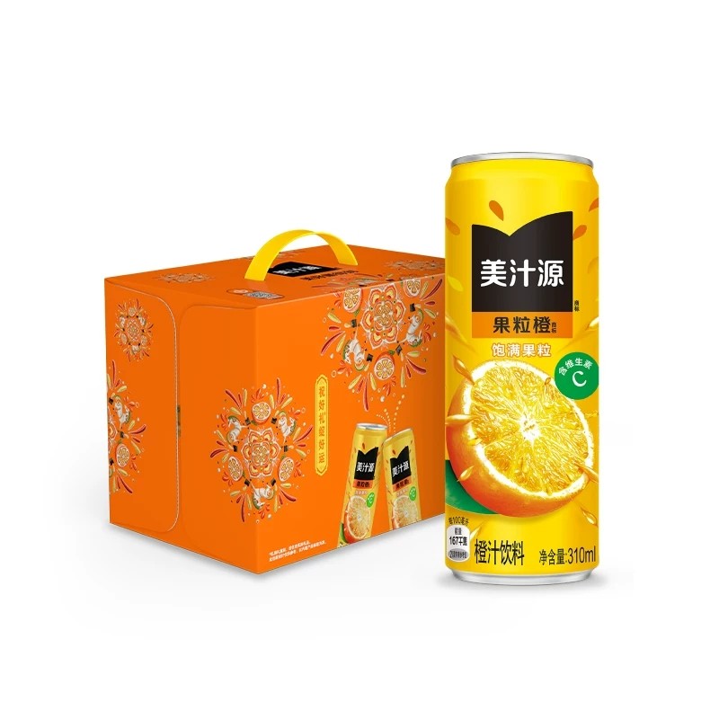 美汁源果粒橙烟花礼盒果肉维C添营养橙味果汁饮料310ml*12罐/箱 40.9元