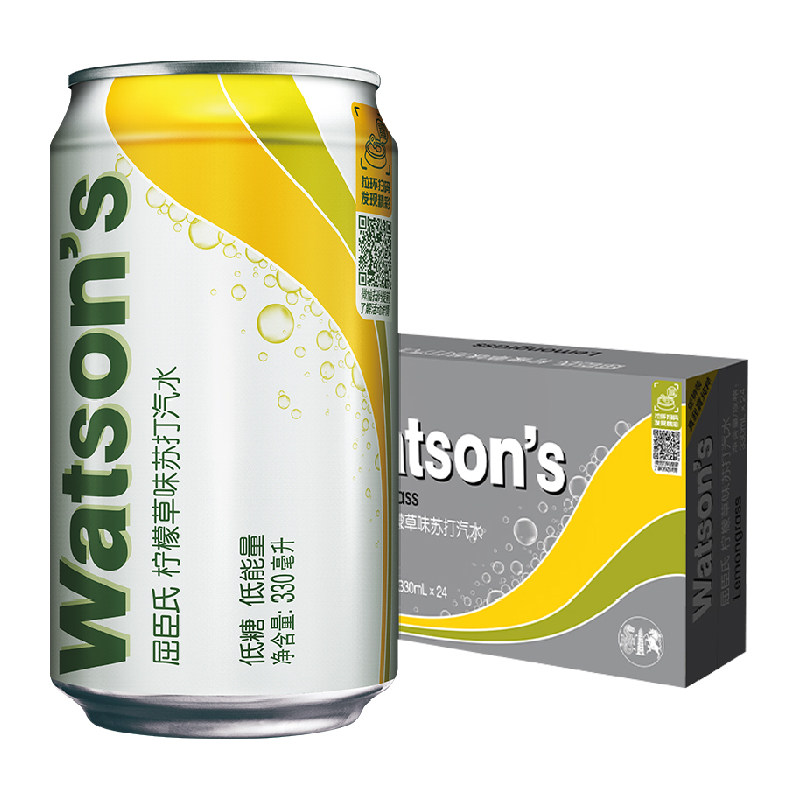 屈臣氏苏打汽水低糖柠檬草/香草/莫吉托多口味可选气泡水碳酸饮料 79.8元