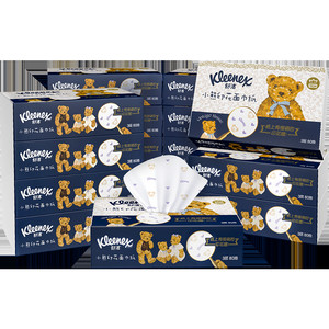 舒洁柔软抽纸小熊印花系列80抽*16包纸巾纸抽面巾纸Q萌小熊印花