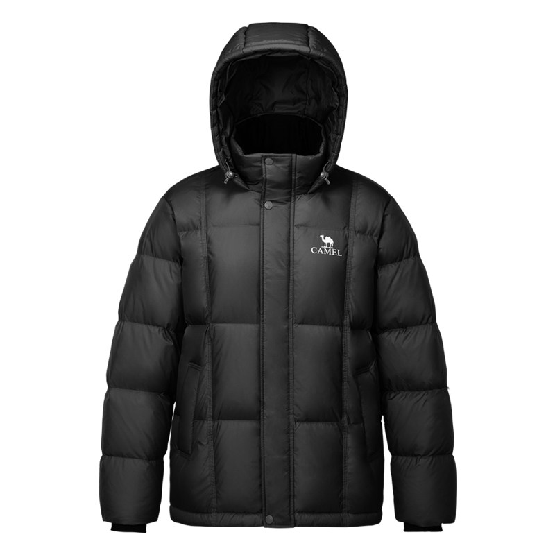 骆驼火山656羽绒服男冬季2025新款连帽加厚保暖情侣黑色面包外套 469元
