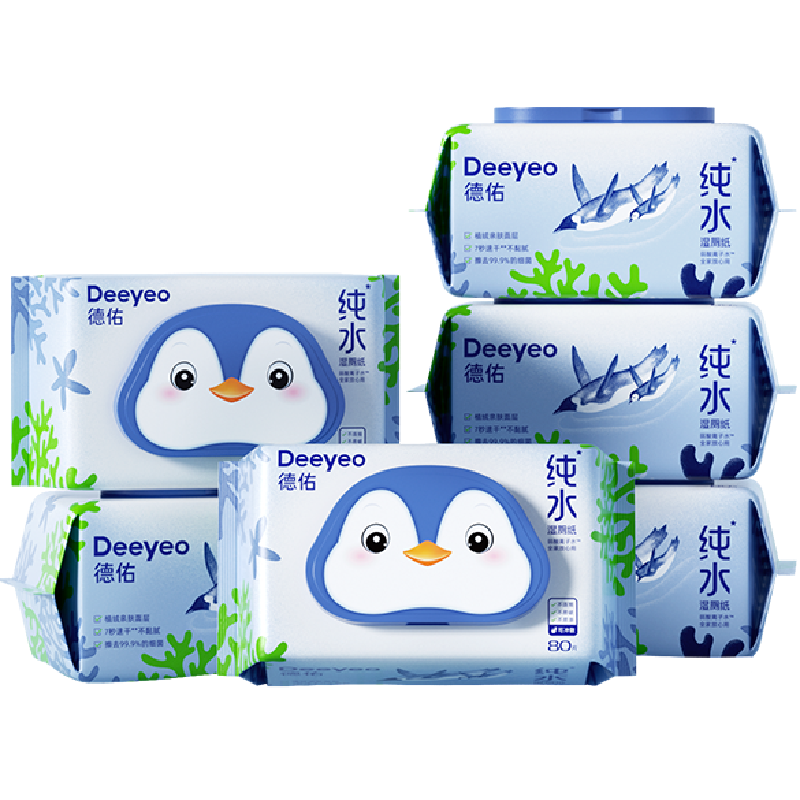【下拉领补贴】德佑纯水湿厕纸实惠装孕婴适用湿厕纸巾0敏80抽6包 41.4元