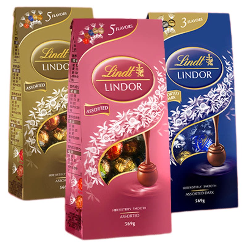 Lindt/瑞士莲官方正品进口软心精选牛奶巧克力569g年货送礼零食 80.66元