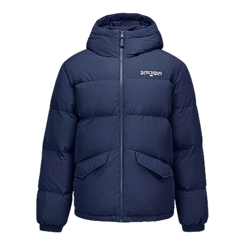 斯凯奇官方outlets 秋冬羽绒服情侣款新品短款连帽保暖防风 196.66元