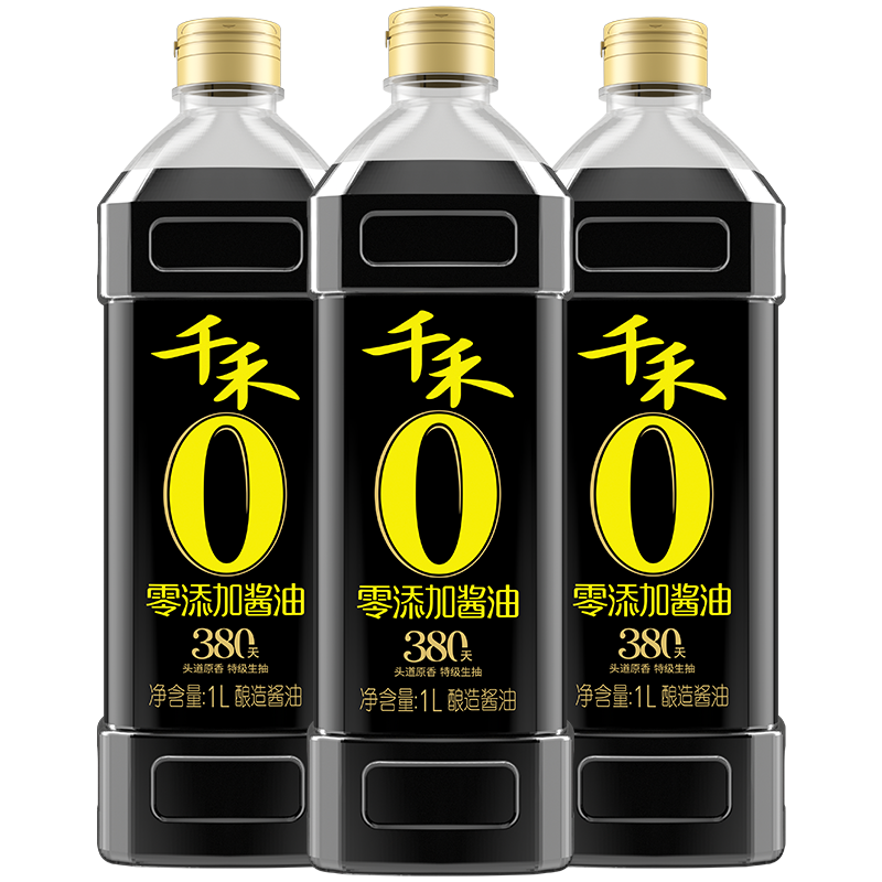 千禾零添加酱油头道380天1L-3 特级生抽家用调味官方旗舰店正品 72.4元