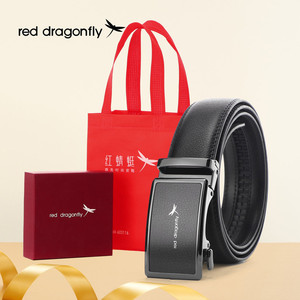 【商场同款】红蜻蜓礼盒皮带男士自动扣腰带百搭女牛皮休闲裤带Y