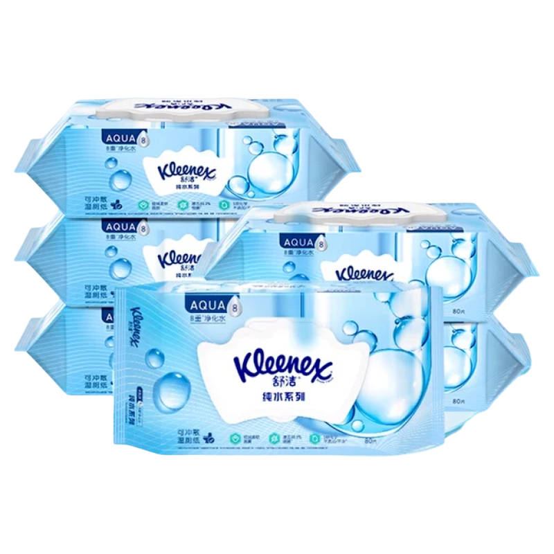 【下拉领补贴】舒洁小皇冠湿厕纸80片*6包擦菌洁厕湿纸巾厕纸 39.39元