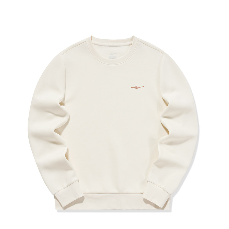 鸿星尔克加绒卫衣女款冬季新款女士运动加厚圆领长袖白色上衣女装 69元