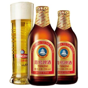 青岛啤酒金质小瓶棕金小麦醇正296ml*24瓶