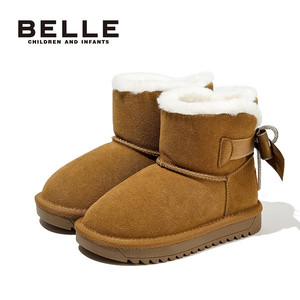 百丽童鞋女童雪地靴2025冬季新款儿童棉鞋雪地棉加绒保暖小童大棉