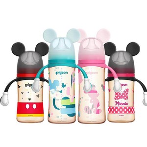Pigeon贝亲奶瓶婴儿宽口径PPSU奶瓶迪士尼大容量把手奶瓶3-9月+