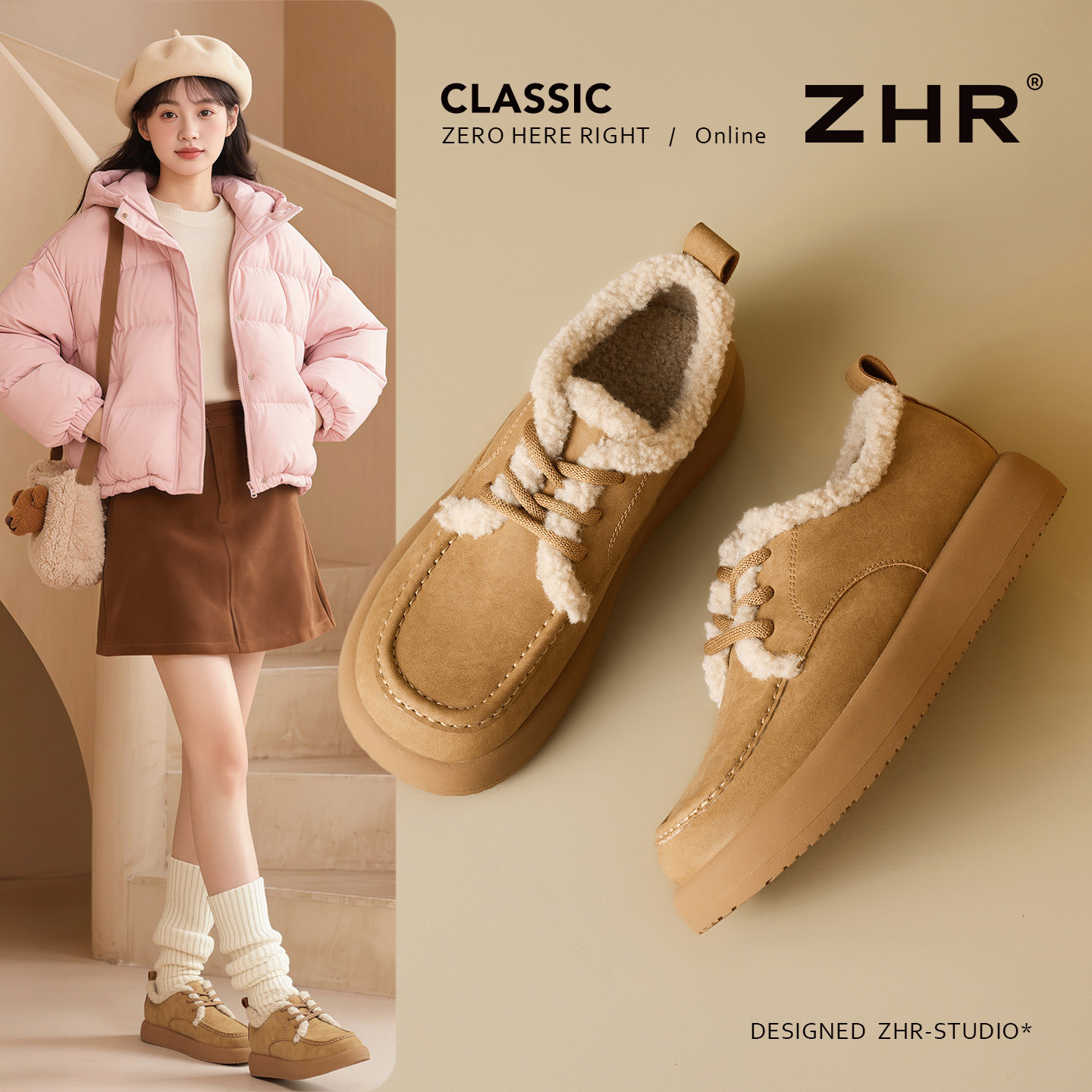 【59元合集】ZHR雪地靴靴女秋冬保暖短靴清仓特价加绒雪地靴百搭 59元