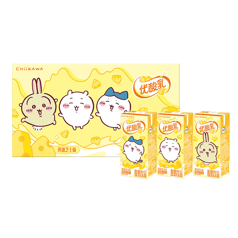 12月伊利优酸乳芝士chiikawa联名含乳饮品200ml*12盒吉伊卡哇整箱 15元