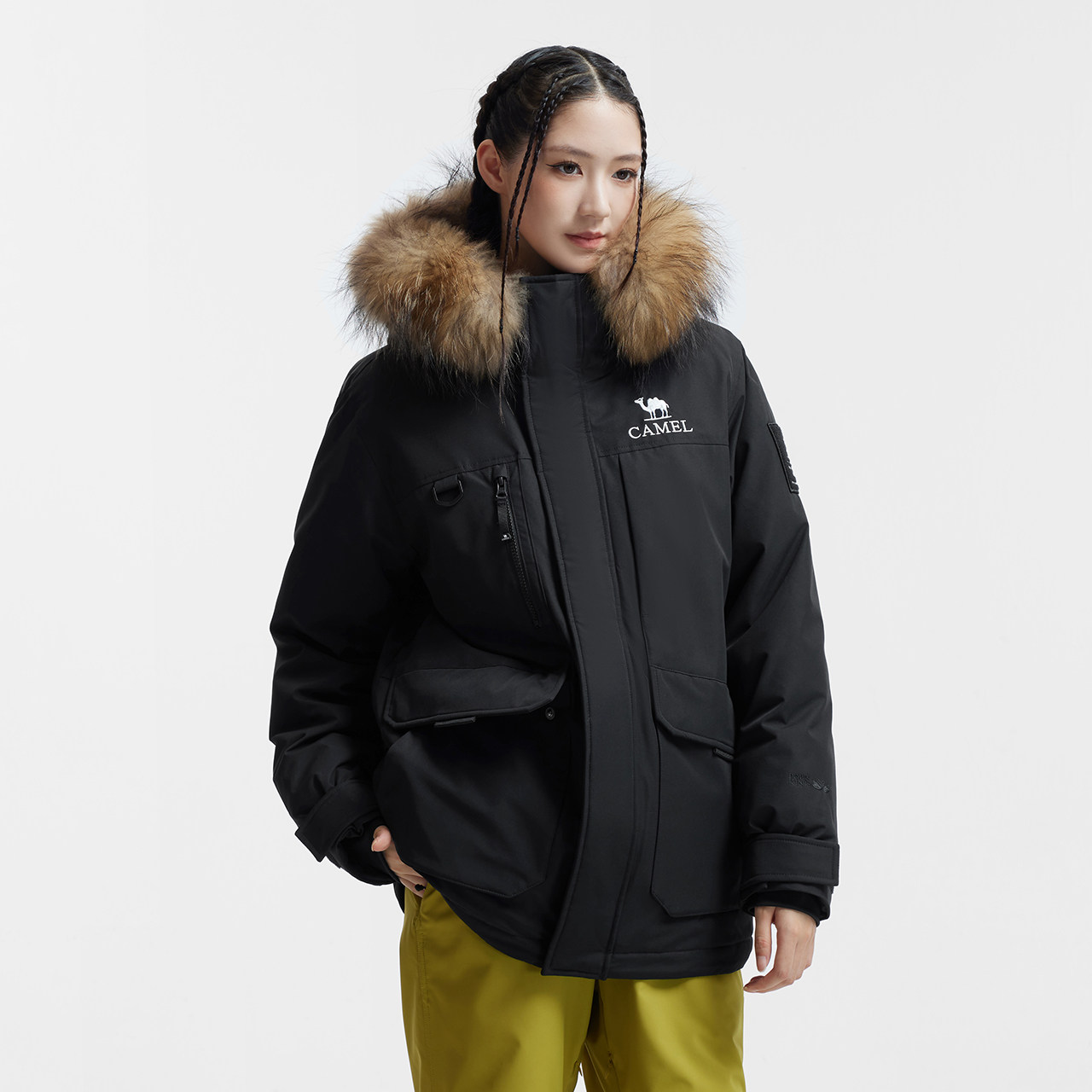 骆驼羽神Ultra女装鹅绒派克羽绒服冬季新款毛领加厚鹅绒羽绒外套 969元