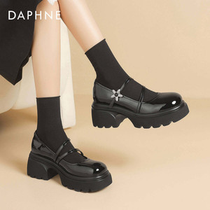 达芙妮时尚单鞋女春夏新款气质百搭休闲鞋乐福单鞋玛丽珍鞋工作鞋