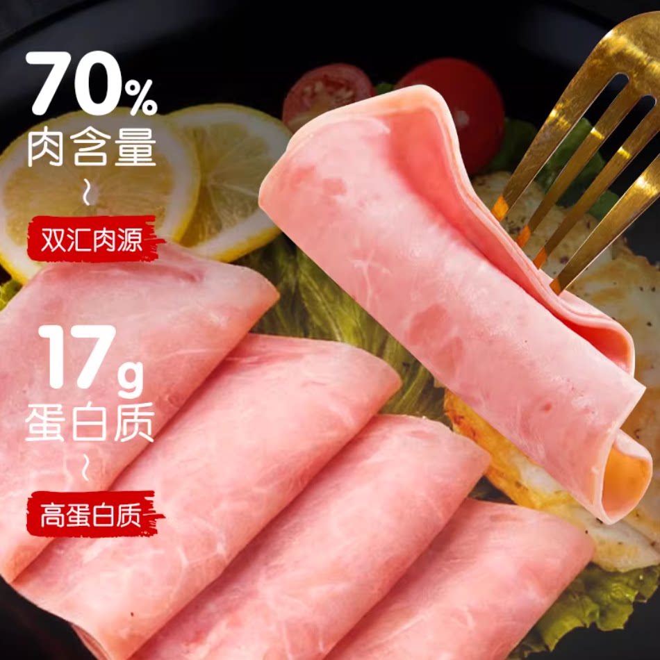 双汇早餐火腿片40g/袋即食午餐肉早餐三明治手抓饼面包专用食材 14.91元