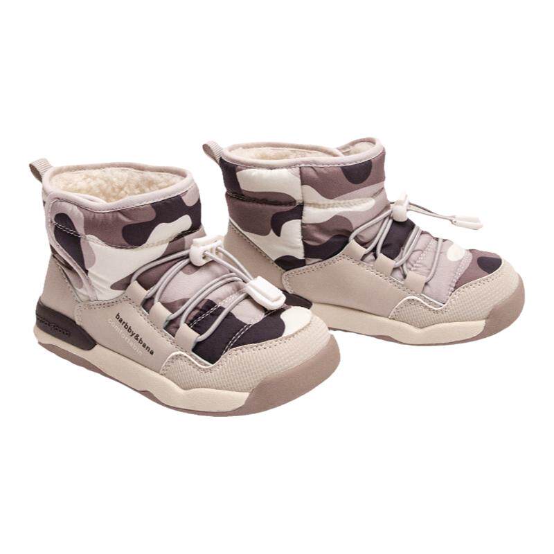 芭比班纳秋冬雪地靴儿童鞋男孩女童短靴加绒棉鞋棉靴宝宝防水鞋子 95.92元