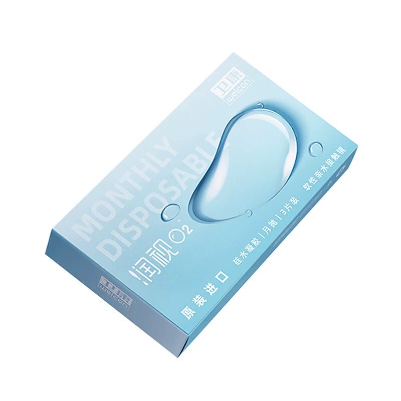 卫康近视隐形眼镜润视O2硅水凝胶月抛3片高透氧水润舒适透明片 43.7元