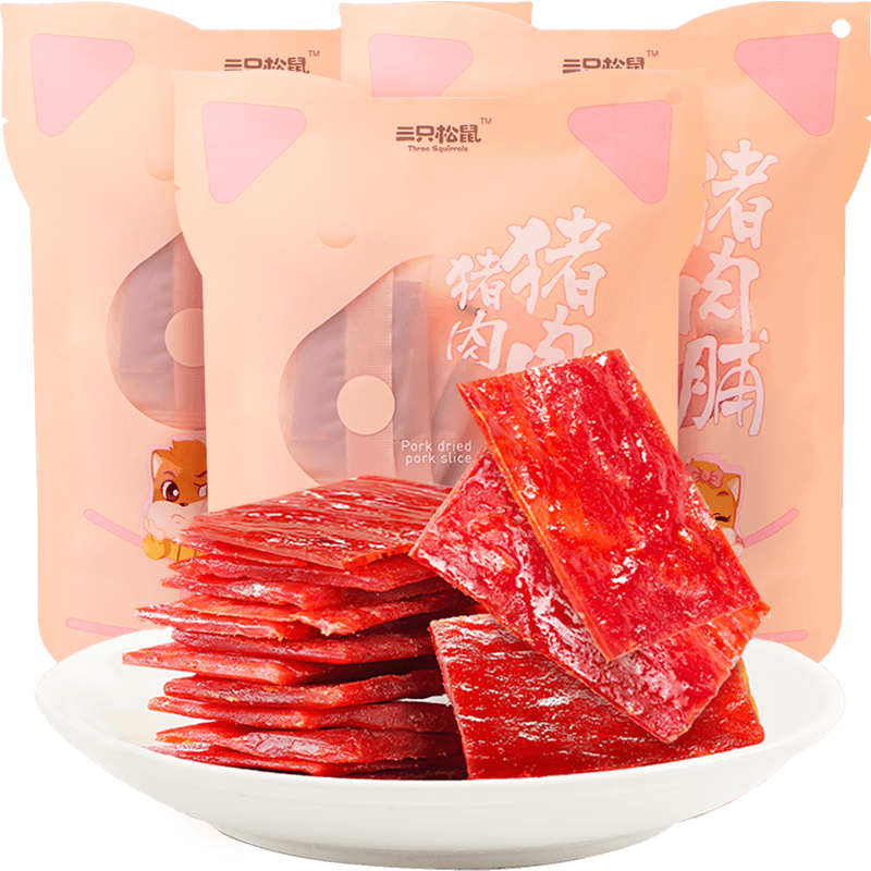 三只松鼠猪肉脯猪肉干100g*3袋熟食小吃休闲办公室零食靖江特产 10.8元