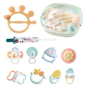 澳贝婴儿手摇铃玩具宝宝牙胶可啃咬新生早教磨牙6月抓握训练礼盒