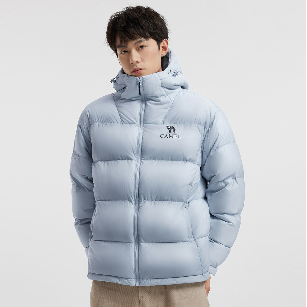 骆驼黑钻5 男装羽绒服防风拒水面包防寒服时尚连帽短款外套秋冬男 489元