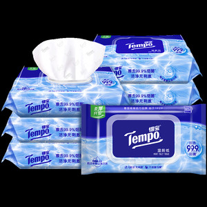 【一博同款】Tempo/得宝湿厕纸纯水洁厕湿纸巾胶盖装湿纸巾箱装