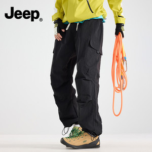 JEEP/吉普冲锋裤男女同款休闲裤情侣宽松户外爬山滑板运动工装裤