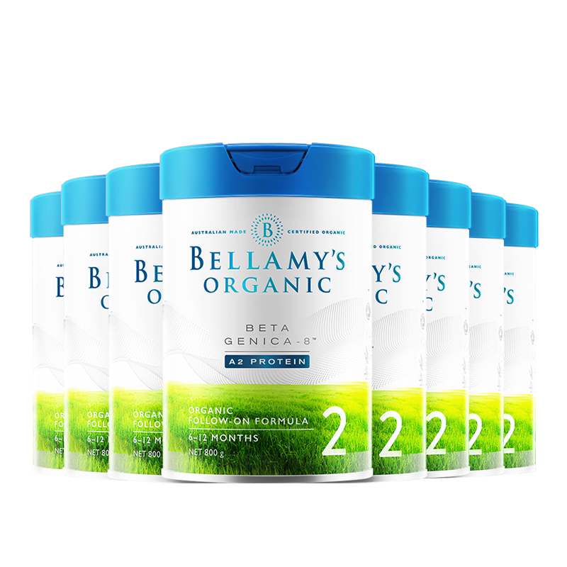 【官方正品】贝拉米白金版DHA有机A2蛋白婴幼儿奶粉2段800g*8罐装 2384元
