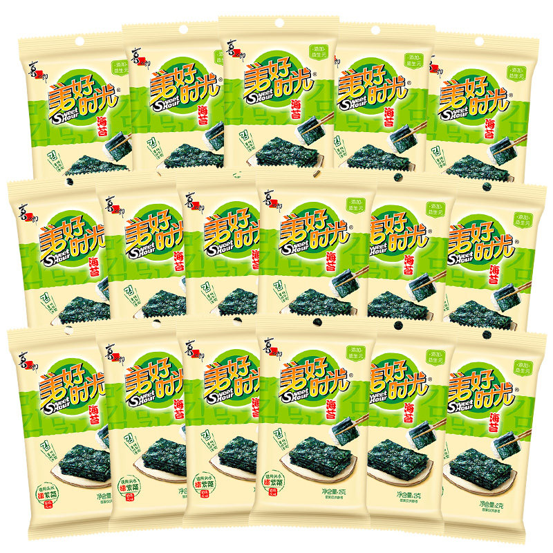 美好时光岩烧海苔2克儿童休闲零食解馋即食紫菜拌饭海苔片 16.9元