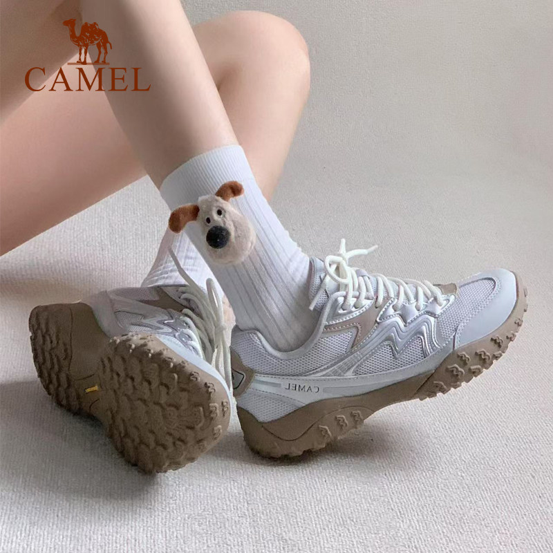 骆驼山云德训鞋户外徒步鞋男女春季新年红色运动鞋厚底防滑登山鞋