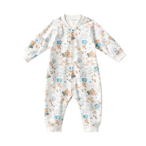 欧孕婴儿春装纯棉哈衣宝宝衣服四季保暖夹棉连体衣打底睡衣爬爬服