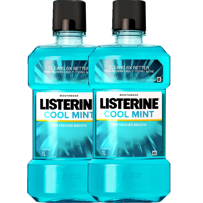 李施德林冰蓝漱口水减少口 臭含酒精减少细菌清新口气1L装*2瓶 54.9元