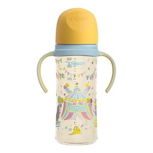 Pigeon贝亲婴儿宽口径彩绘PPSU奶瓶新生儿双把手奶瓶3-9个月+