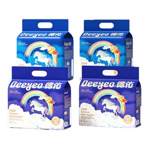 德佑彩虹纸尿裤拉拉裤超薄透气柔软男女宝宝专用婴幼儿尿不湿4包