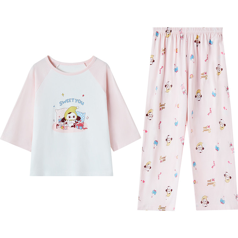 红豆儿童睡衣纯棉套装七分袖男童家居服春夏26新款女童宝宝空调服 59.1元